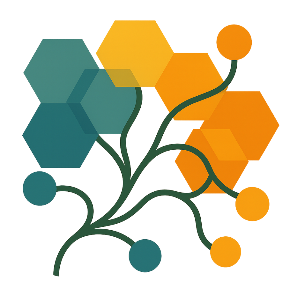 Abstract representation of connected hexagons