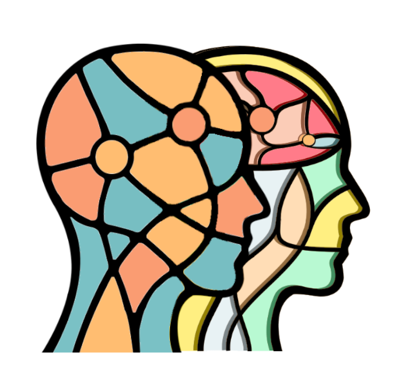 Colorful segmented heads illustration